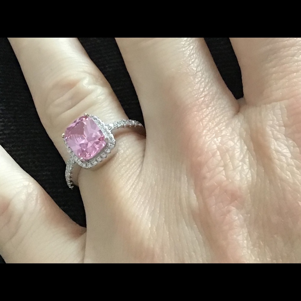 2.00 carat simulated pink sapphire & AAA+CZ Ring
